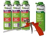 illbruck Profi Set 3x FM220 PUR-Schaum Montageschaum Pistolenschaum á 500ml Dosen + illbruck AA290 Reiniger + Schaumpistole Compact