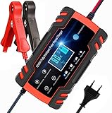 BUDDYGO Ladegerät Autobatterie 12V/24V KFZ Batterieladegerät Vollautomatisches Intelligentes Erhaltungsladegerät mit LCD-Touchscreen, Ladegeräte für Autobatterien und Motorradbatterie