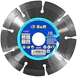 S&R PREMIUM Diamanttrennscheibe, Trennscheibe 125 x 22,23 x 10 x 2,2 mm, zum Schneiden von Beton, armierter Beton, Granit, Naturstein, Ziegel, für Flex