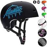 Deuba Atlantic Rift Skaterhelm Kinder Schwarz Verstellbarer Kinngurt Größe S BMX Helm Kinderhelm Skatehelm Scooterhelm