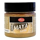 Viva Decor® Maya Gold (Champagner, 45 ml) glänzende Metallic Farben zum Basteln - Acrylfarben Gold Metallic für Holz, Pappe, Beton, Papier, Leinwand uvm. - Made in Germany