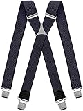 Decalen Hosenträger für Herren breit extra starken 4 cm mit 4er Clips X-Form lange für Männer und Damen Hose (Marineblau)