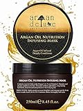 Argan Deluxe Haarmaske in Friseur-Qualität 250 ml - Haarkur mit Arganöl zur intensiven Pflege - für Geschmeidigkeit & Glanz - Effektive Haarpflege für trockenes, strapaziertes & geschädigtes Haar