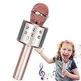Karaoke Mikrofon, Drahtloses Bluetooth Karaoke Mikrofon Kinder, Tragbares 4-in-1 Handheld Microphone Maschine, Heim KTV Player mit Lautsprecher und Aufnahmefunktion, Kompatibel mit Android iOS und PC.