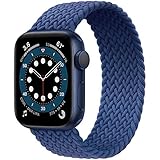 JONWIN Geflochtenes Solo Loop Kompatibel mit Apple Watch Armband 42mm 44mm,Dehnbare Verflochtenen Silikonfasern Sport Ersatzband für Nylon Band für iWatch Serie 6/5/4/3/2/1,SE,Damen,Herren,Blue,8#