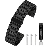 Berfine Unisex Edelstahl Schnellspanner Uhrenarmband 24mm Schwarz