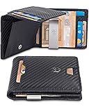 TRAVANDO Geldbörse mit Geldklammer Geldbeutel Männer Helsinki Slim Portemonnaie Wallet Portmonaise Herren Geldtasche klein Portmonee RFID Kreditkartenetui Brieftasche Kartenetui Geldclip Carbon Etui
