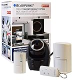Blaupunkt Alarmanlage mit Kamera HOS 1800 Kit I Mini Alarmanlage mit Überwachungskamera 360° I WLAN & LAN I Bewegungsmelder, Tür/Fenstersensor, Fernbedienung I Steuerung über App