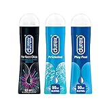 Durex Play Ausprobierpaket mit 3 verschiedenen Gleitgelen | Prickelnd & Perfect Glide & Feel (3 x 50ml)