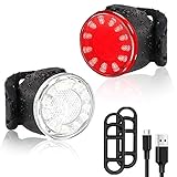 USB wiederaufladbares LED-Fahrradlichtset, superhelle Fahrradlichtkombination vorne und hinten, wasserdichtes IPX4-Mountainhelm-Fahrrad-Frontlicht und Rücklichtset (männlich und weiblich) (6 Modi)