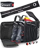 Otaro ® Premium Skischuhtasche mit Helmfach (PRO + Skitasche: Grau/Schwarz)