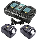 FengBP® Ersatz kompatibel für Makita DC18RD Schnellladegerät mit 2X BL1850 B 18V 5.0Ah für Makita BL1830 BL1850B DMR100 DMR110 DMR103B BMR104 DMR104 DMR106 DMR108 DMR107 dur380Z dur181z duc353z