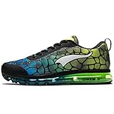 ONEMIX Herren Walkingschuhe Laufschuhe Atmungsaktiv Sneaker für Herren Schwarz Grün 1096 41 EU