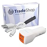 Trade-Shop Universal 2fach USB Kfz-Adapter Auto Mehrfachstecker Zigarettenanzünder Netzteil Ladegerät für viele Geräte Handy Smartphone Tablet e-Book-Reader Navigationsgerät Bluetooth Speaker Headset