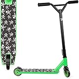 Land Surfer Stunt Scooter. Stunt Roller mit 360° drehbarem Deck ab 8 Jahren - Black with Green Trim