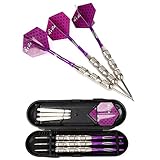 hopewey Steel Tip Dartpfeile, 3 Stück 23 Gramm Darts Steeldarts Profi dartpfeile Steeldarts dartscheibe 23 g Dartset Schwarz Beschichtete Metallfässer mit Hard Box Case D6