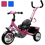 Dreirad Kinderdreirad Fahrrad Raceline Kinder Kleinkinder Baby | Sicherheitsgurt | abnehmbare Lenkstange | verstellbare Fußablage | blau