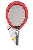 Idena 40003 - Softballspiel mit XXL Federball und 2 weiteren Bällen, ca. 67 cm, in zwei Farbvarianten, sortiert, ideal im Sommer für Garten, Park oder Strand