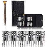 Schraubendreher Set 25 teilig Werkzeugset, Vakki Mini gehärtet Schraubenzieherset für PC, Brillen, Handy, Laptop (Torque, Schlitz, Kreuzschlitz) in Ledertasche