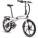 CHRISSON 20 Zoll E-Bike Klapprad eFolder Weiss - E-Faltrad mit Aikema Nabenmotor 250W, 36V, 30 Nm, Pedelec Faltrad für Damen und Herren, praktisches Elektro Klapprad