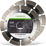 2x Rendech® Diamantscheibe 125mm für Beton, Stein, Granit uvm. Diamanttrennscheibe in Profi Qualität (Trennscheibe für Winkelschleifer Ø 125x22,23)