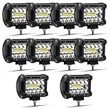 Safego 4' 60W LED Arbeitsscheinwerfer Zusatzscheinwerfer 4800LM LED Auto Scheinwerfer Arbeitslicht Offroad SUV ATV 12V 24V IP68 Wasserdicht Car LED Work Light Spotlight, 1 Jahr Garantie, 4 Stück