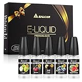 Salcar 5x10ml E-Liquid für E-Zigarette, 0,0mg Nikotin, VG70%/PG30%, Apfel, Kirsche, Blaubeere, Wassermelone, Cola