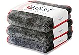Glart 443TP Premium Flausch 3er Set Mikrofasertücher mit 600 GSM, saugstark und ultra weiche fusselfreie Poliertücher f. Auto und Motorrad 40 x 40 cm