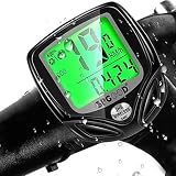 SPGOOD Fahrradcomputer Kabellos IP54 wasserdichte 16 Funktionen fahrradcomputer Wireless Bike Wireless Computer LCD Geschwindigkeit Fahrradtacho drahtlos Radcomputer Tacho Schwarz