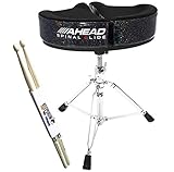 Ahead SPG-BS-3 Spinal Glide Drum-Hocker Black Sparkle Rücken-schonend Sattelsitz + keepdrum Drumsticks