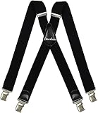 Decalen Hosenträger für Herren breit extra starken 4 cm mit 4er Clips X-Form Lange für Männer und Damen Hose (Schwarz)