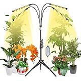 Lovebay Pflanzenlampe LED, Pflanzenlicht mit Stativ, 4 Köpfe Grow Lampe Vollspektrum, Timer 4/8/12H, 3 Modi und 10 Helligkeit für Zimmerpflanzen, Obst, Gemüse, große und hohe Pflanze