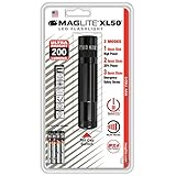 Mag-Lite XL50-S3016 LED Taschenlampe XL50, 200 Lumen, 12cm schwarz mit 3 Modi und Endkappenschalter