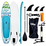 VINGO SUP Aufblasbares Stand up Paddle Board Set Ideal für Einsteiger, mit Pumpe, 3-TLG verstellbares Paddle, Tragetasche, Sicherungsleine, Reparaturset（305 * 76 * 15 cm）