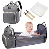 Baby Wickeltaschen, Uiter Tragbar Baby Reisebett Krippe Wickeltasche Rucksack Multifunktions wasserdicht mit Wickelauflage Telefon Ladeanschluss Kinderwagenhaken viele Fächer