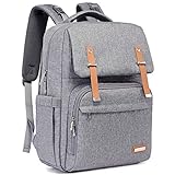 Wickeltasche Rucksack, RUVALINO Groß Multifunktional Baby Wickelrucksack mit Wickelunterlage und Kinderwagengurten für Unterwegs, Wasserdicht Babytasche Reise Tasche für Mama und Papa (Grau)