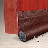Zugluftstopper mit Doppeldichtung für Türen,Haushalt Schalldämmleisten Türdichtung,passgenau zuschneidbar ca. 86cm Wärmedämmung Windstopper Durchzug Zugstopper (braun)