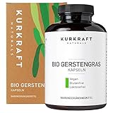 Kurkraft® Bio Gerstengras (240 Kapseln á 500mg) - deutscher Öko-Anbau - Vegan - 3000mg je Tagesdosis - ohne Zusatzstoffe i. d. Kapsel - hochdosiert - laborgeprüft - in Deutschland produziert