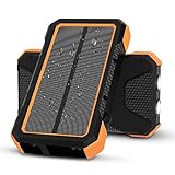 X-DRAGON Solar Powerbank 25000mAh wasserdichte Solarladegerät mit 5 Ausgängen, Dual Input (USB C & Micro), Dual Flashlight, Kompass für i-Phone, S-amsung, Handys, Camping, Outdoors