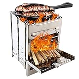 Lixada Campingkocher Edelstahl Kohlegrill Falten Holzofen Mini BBQ Grill mit Tragen Tasche für Backpacking Wandern