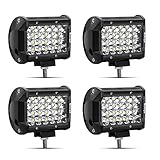 Safego 4' 72W LED Arbeitsscheinwerfer Zusatzscheinwerfer 6000LM LED Auto Scheinwerfer Arbeitslicht Offroad SUV ATV Wasserdicht IP67 12V 24V Car LED Work Light Spotlight, 1 Jahr Garantie, 4 Stück