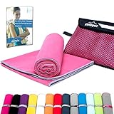 Mikrofaser Handtuch Set - Microfaser Handtücher für Sauna, Fitness, Sport I Strandtuch, Sporthandtuch I Set2 1x S(80x40cm) & 1x XL(180x80cm) I Fuchsia