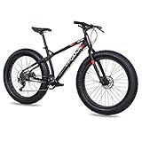 CHRISSON 26 Zoll Fatbike Mountainbike - Fat Four schwarz-rot - Hardtail Fat Tyre Mountain Bike, Fahrrad mit 4.0 fette Reifen und 10 Gang Shimano Deore Schaltung