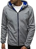 OZONEE Herren Softshell Jacke Regenjacke Wasserdicht Atmungsaktiv Softshelljacke Übergangsjacke Winterjacke Windbreaker Skijacke Winter Kapuze Herrenjacke Outdoor JS/KS2190 GRAU 2XL