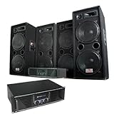 Elektronik Star Phuket Pulsar Pro - DJ PA Komplettset, 4 x auna PW-2222 Boxen + 2 x Skytec PA-1000 Verstärker, schwarz