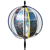 CIM Kugel Windspiel - Magic Crystal Laser - UV-beständig und wetterfest - Kugel: Ø25cm, Gesamthöhe: 100cm - inkl. Standstab, Bodendübel und Aufhängung (Laser)