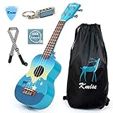 Kmise 53,3 cm Sopran Ukulelen für Kinder, Erwachsene, Anfänger, Spielzeug, Geschenk, Ukulele mit Gigbag Plektren blau