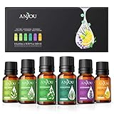 Anjou Ätherische Öle Set [2020 Neueste] Aromatherapie Duftöl Öl 6x 10ml für Aroma diffuser 100% Pur Geschenkset Aromatherapie-Öl-Kit Lavendel Teebaum Eukalyptus Zitronengras Süßorange Pfefferminze