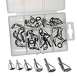 QualyQualy Silber Salzwasser Keramik Angelrutenführungen 3.0-4.5mm Spinn-Ruten Tip Tops Angelrute Reparatur Kit 30Stücks
