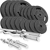 Hop-Sport GUSS Hantelset 96 kg, 1x Langhantel, 1x SZ Stange & 2X Kurzhantel inkl. 16 Hantelscheiben 4x10kg/4x5kg/4x2,5kg/4x1,25kg (SZ)